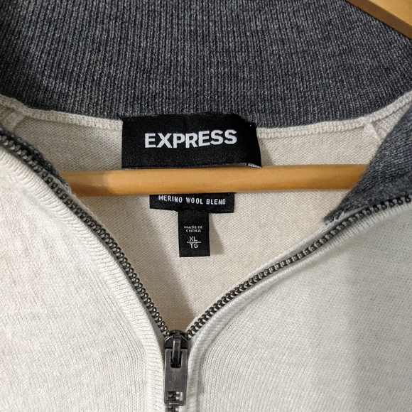 Express Merino Wool Mockneck Quarter Zip Sweater Sz XL - Picture 3 of 4